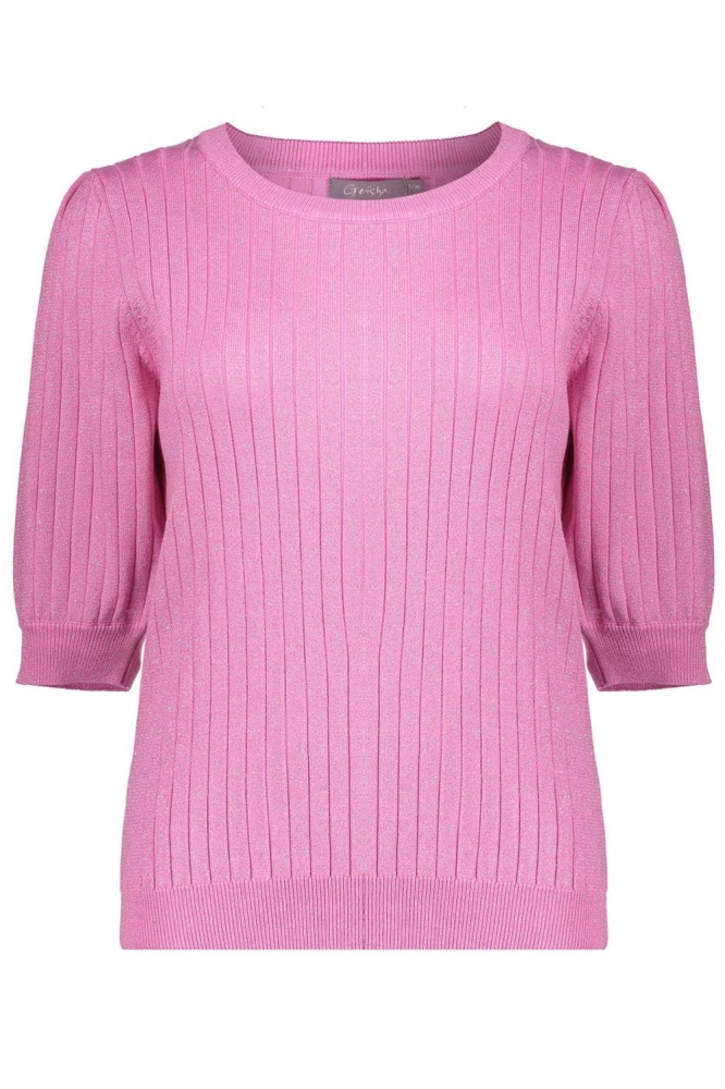 RIBGEBREIDE TOP 54038 14 PINK LUREX